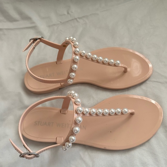 Stuart Weitzman
Goldie Pearly Stud Jelly Sandals, size 7 & size 6, color Poudre - Picture 7 of 8